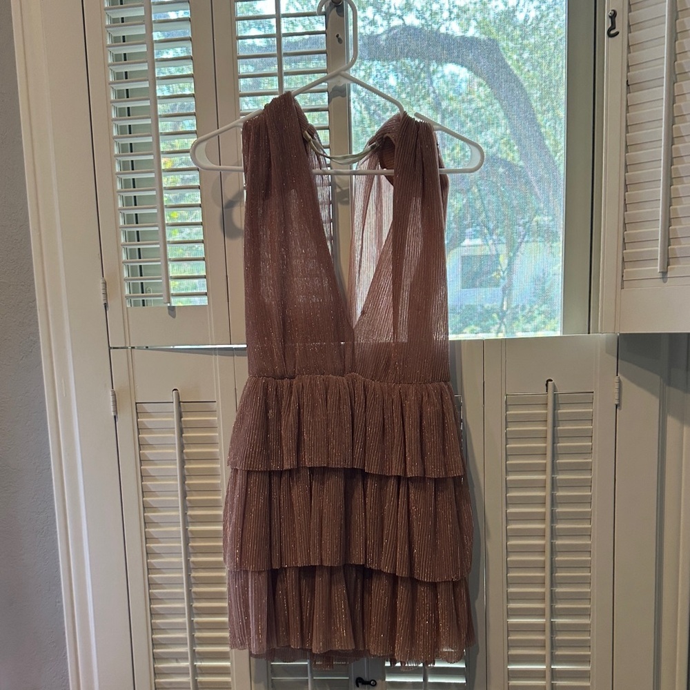 Elegant Brown Layered Women's Dress